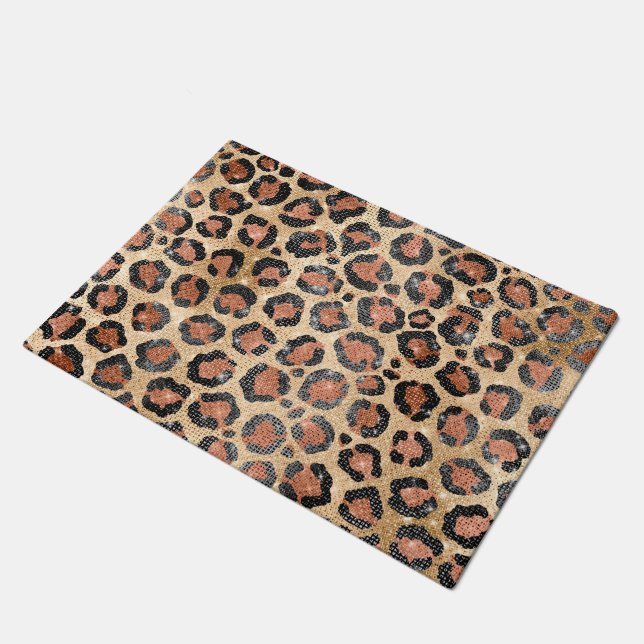 Felpudo Moda de lujo Impresión de animales de leopardo neg (Angular)