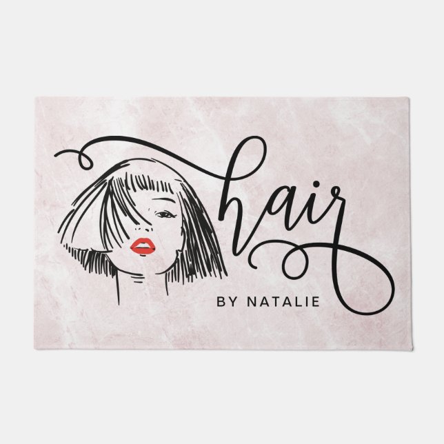 Felpudo Moda del pelo de mármol rosa a la moda (Anverso)