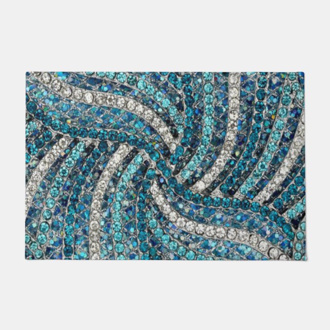 Felpudo moda gitana bohemia azul turquesa plateado (Anverso)