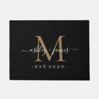 Moda Gold Monograma Script Nombres Boda Fecha Negr