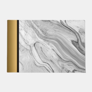 Felpudo Moda moderna elegante Patrón gris de mármol dorado