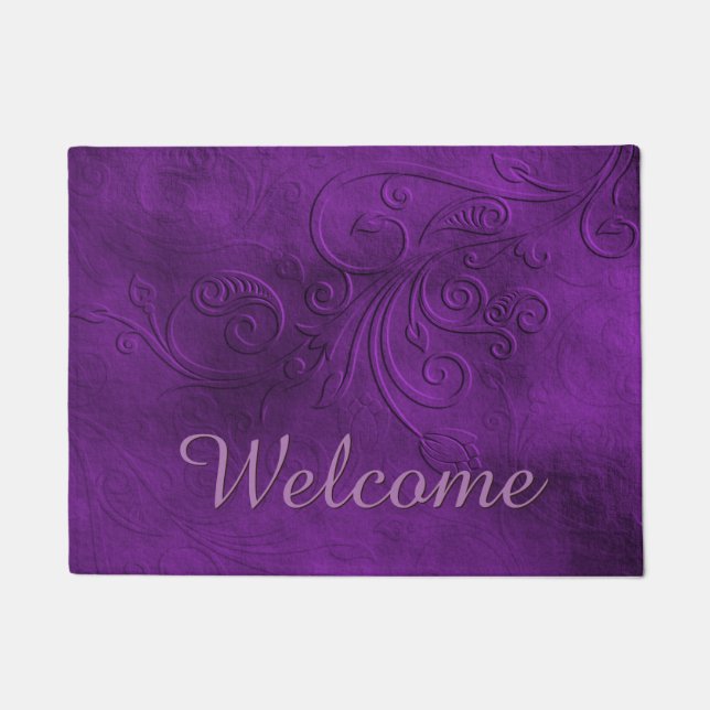 Felpudo Moda Morado Flourier Puerta de Bienvenida Mat (Anverso)