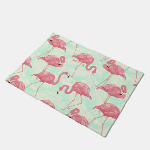 Felpudo Moda Preppy Patrón Elegante Flamingo Rosa