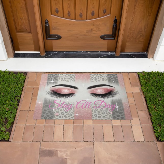 Felpudo Moda Purpurina rosa Eyelashes (Exterior)