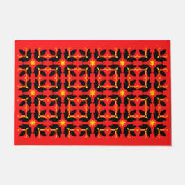 Felpudo Moda Tile Rojo Flor Patrón Gran Cubierta