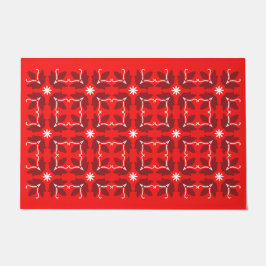 Felpudo Moda Tile Rojo Flor Patrón Gran Cubierta