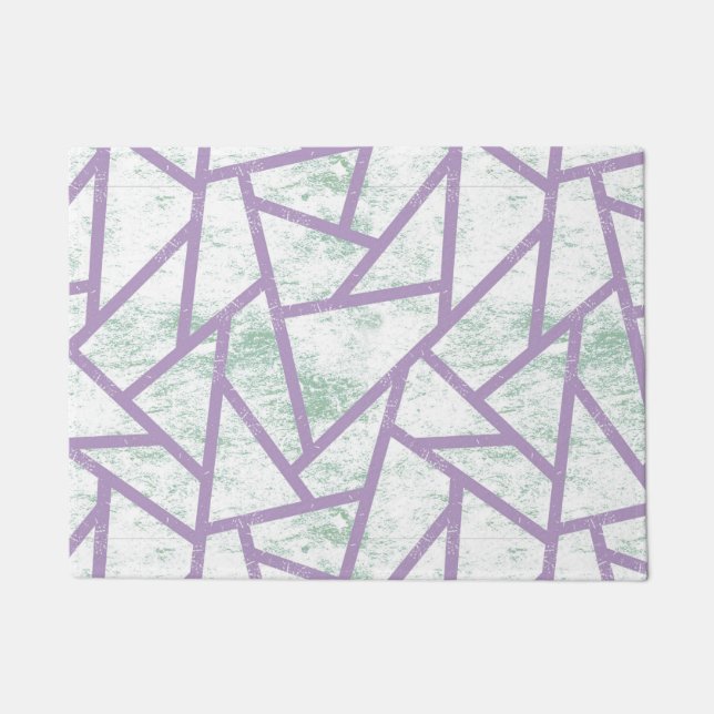Felpudo Modalidades de mosaico verde claro y lavanda (Anverso)