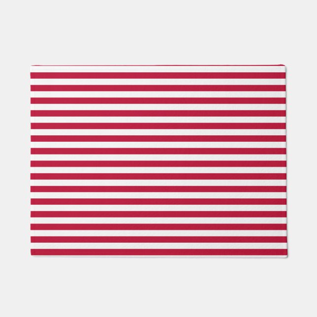 Felpudo Modelo blanco rojo elegante clásico de la raya (Anverso)