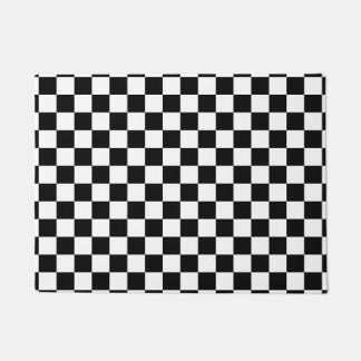 Felpudo Modelo clásico del blanco del negro del tablero de