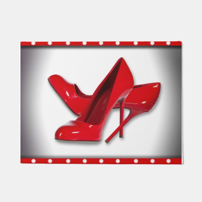 Felpudo Modelo de lunares rojo de los tacones altos (Anverso)