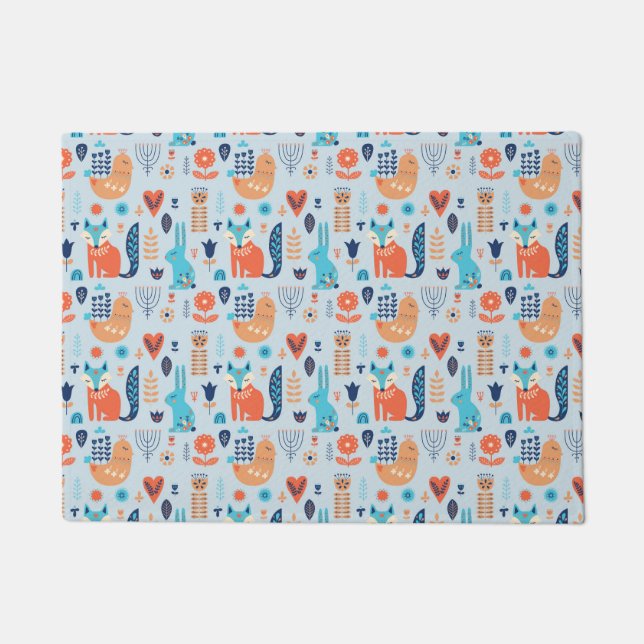 Felpudo Modelo del animal del arbolado del arte popular (Anverso)