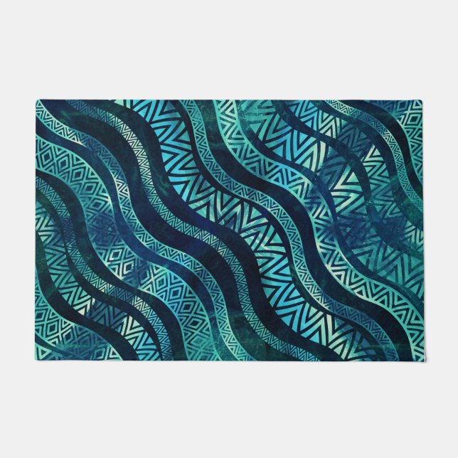 Felpudo Modelo étnico tribal ondulado de Boho (Anverso)