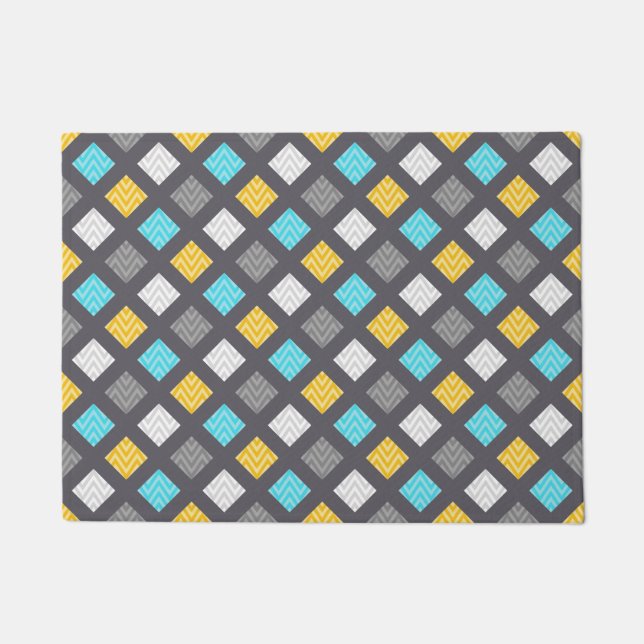 Felpudo Modelo geométrico amarillo azul gris masculino (Anverso)