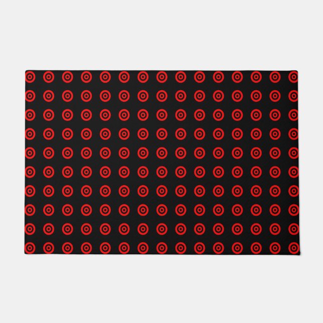 Felpudo Modelo negro rojo elegante de encargo del círculo (Anverso)