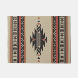 Felpudo Modelo tejido tribal nativo en marrones, negro,