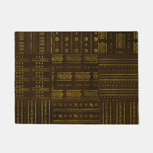 Felpudo Modelo tribal africano del oro en textura marrón