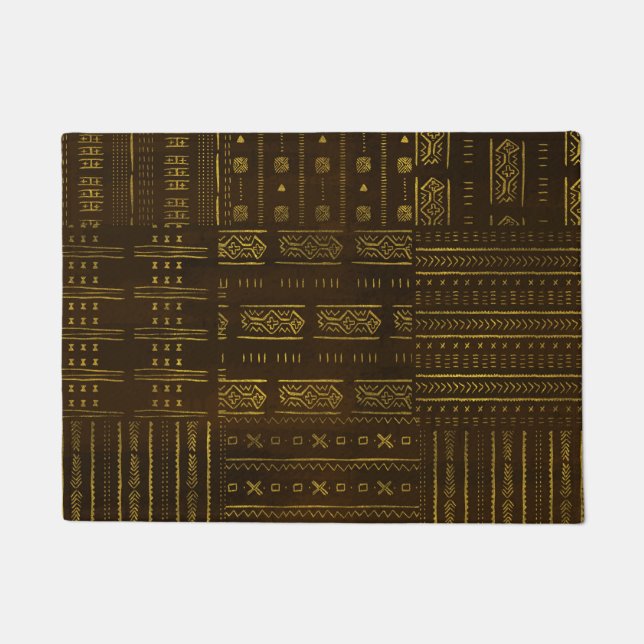 Felpudo Modelo tribal africano del oro en textura marrón (Anverso)