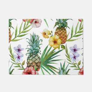 Felpudo Modelo tropical de la piña de la acuarela del tem