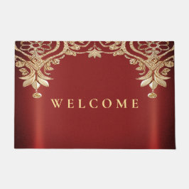 Felpudo Modern Gold Red Floral Doormat