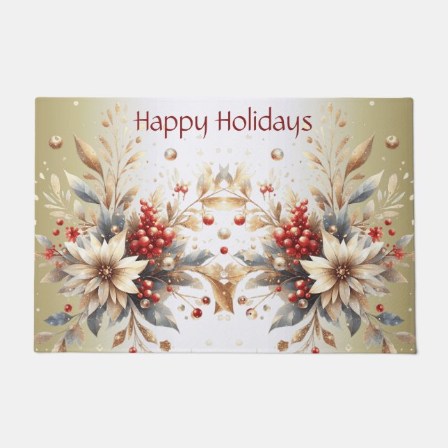 Felpudo Modern Holiday Flowers Doormat (Anverso)