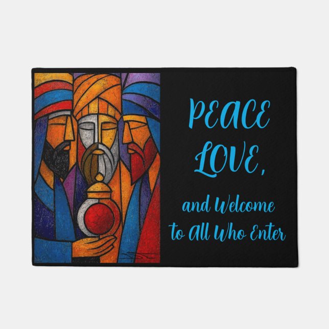 Felpudo Modern Stained Glass Three Wise Men (Anverso)