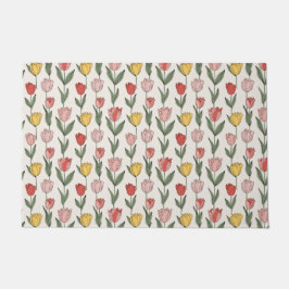 Felpudo Modern Tulip Floral Pattern Soft Botanical Spring