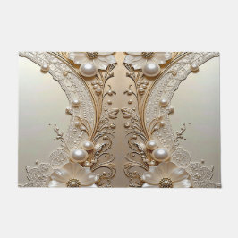 Felpudo Modern White Flowers Pearls Doormat