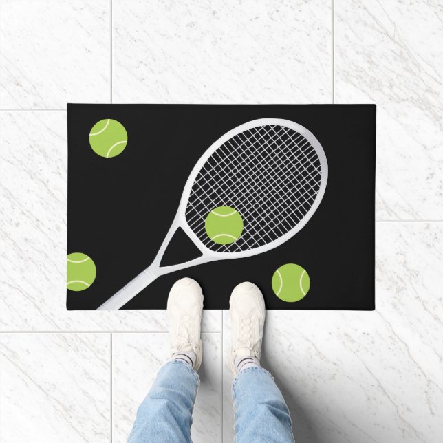 Felpudo Moderna chaqueta de tenis negra ball Rug Doormat (Interior)