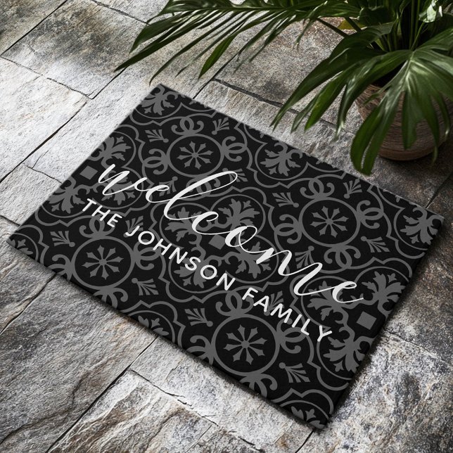 Felpudo Moderna familia de patrones de casas de campo bien (Custom Welcome Mat)