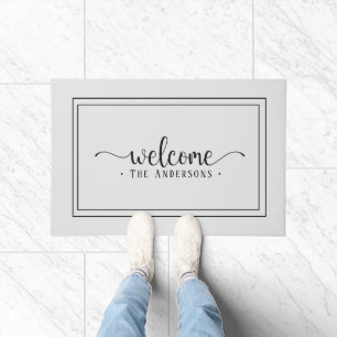 Felpudo Moderna familia/empresa de guiones de bienvenida e