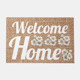 Felpudo Moderna granja burlap texto de amante de la flor n