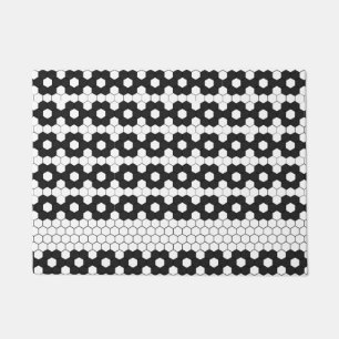 Felpudo Moderna granja de diseño de mosaico de patrón blan