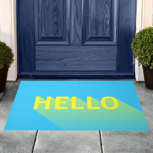 Felpudo Moderna y vibrante tipografía de color azul y amar