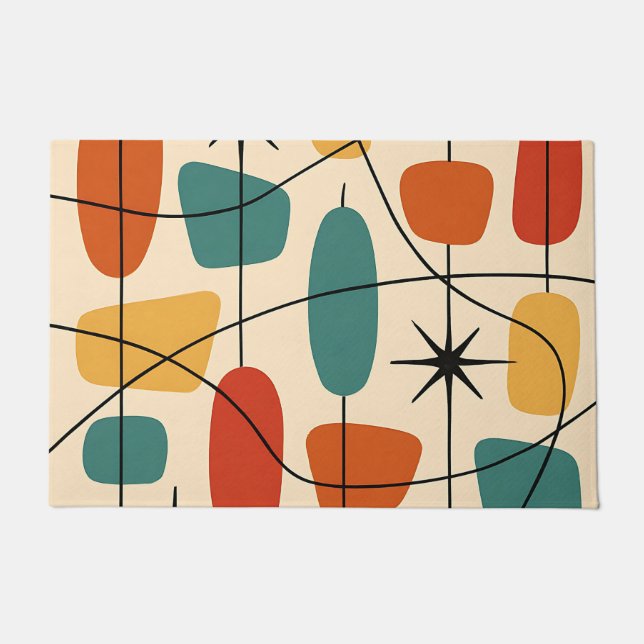 Felpudo Moderno Atómico Abstracto de Mitad de Siglo (Anverso)