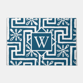 Felpudo Moderno diseño moderno de clave griega monograma c