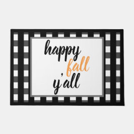 Felpudo Moderno Happy Fall Y'all Black Buffalo Check Style