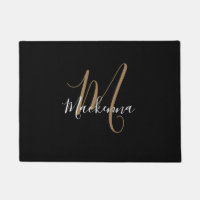 Moderno Monograma de Oro Negro Moda Girly Script N