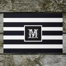 Moderno Monogramado Inicial Elegante Blanco Negro