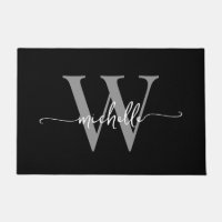Moderno Script de Nombre de Monograma Elegante Neg