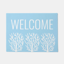 Felpudo Moderno, simple coral blanco bebé azul océano