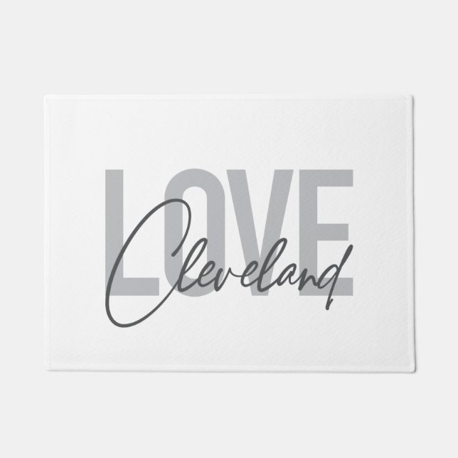 Felpudo Moderno, simple, urbano, moderno diseño Love Cleve (Anverso)
