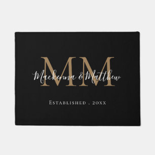 Felpudo Moderno y elegante oro negro nombre de un nuevo mo