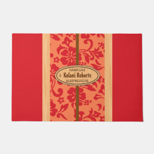 Felpudo Mokuleia Hawaii Faux Wood Monograma Surfboard Red