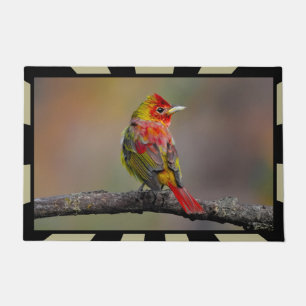 Felpudo Moldura de Tanager de escarlata - Fotografía origi