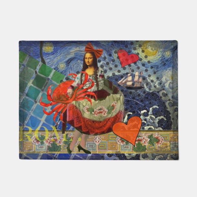 Felpudo Mona Lisa Fun Zodiac Whimsical (Anverso)