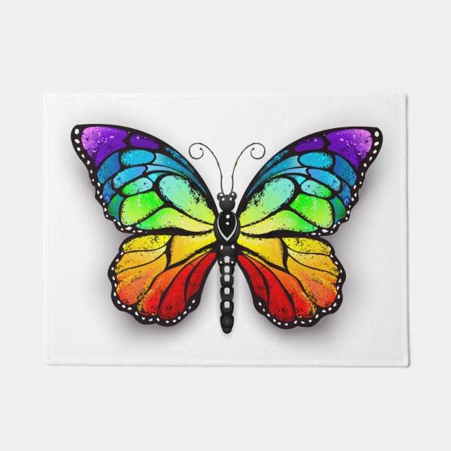Felpudo Monarca de mariposa arco iris (Anverso)