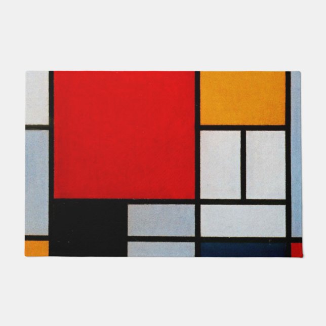 Felpudo Mondrian - Composición con gran plano rojo (Anverso)