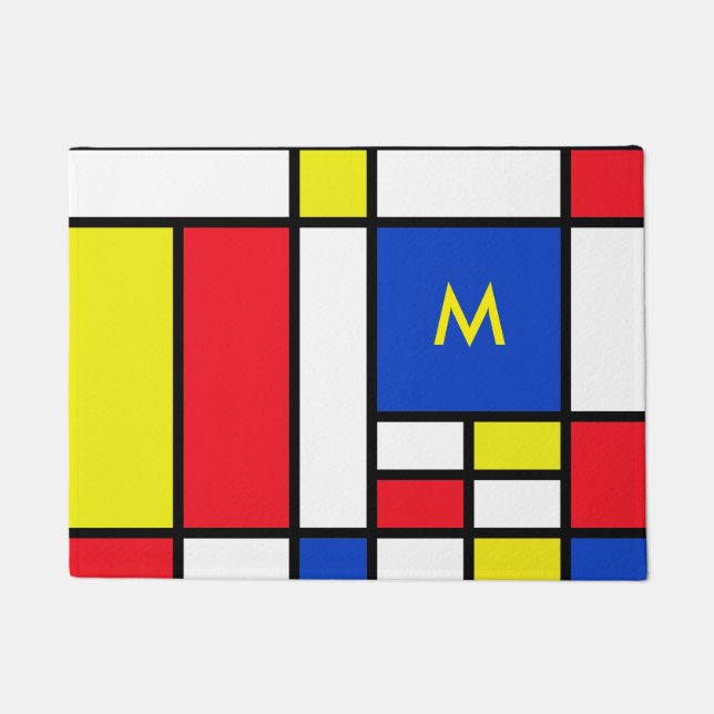 Felpudo Mondrian inspiró arte abstracto del diseño (Anverso)