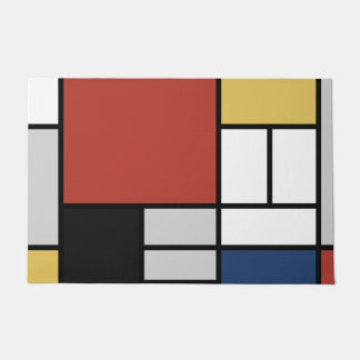 Felpudo Mondrian Pintura de Plano Rojo Amarillo Azul Gris