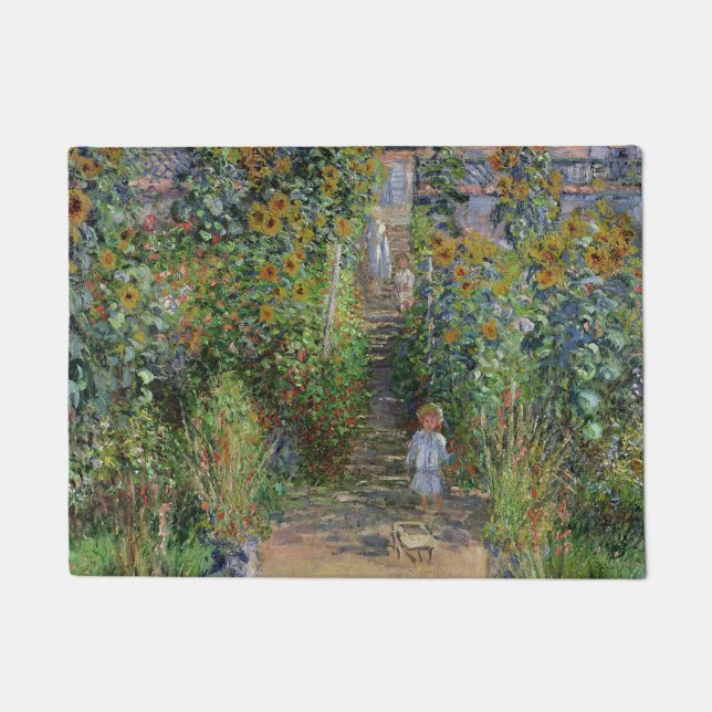 Felpudo Monet Garden Vetheuil Impresionim Pintura (Anverso)